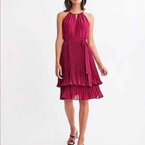 Ann Taylor Dotted Tiered Halter Dress